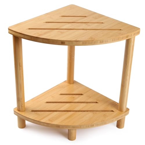 Bamboo Corner Shower Stool for Inside Shower Waterproof