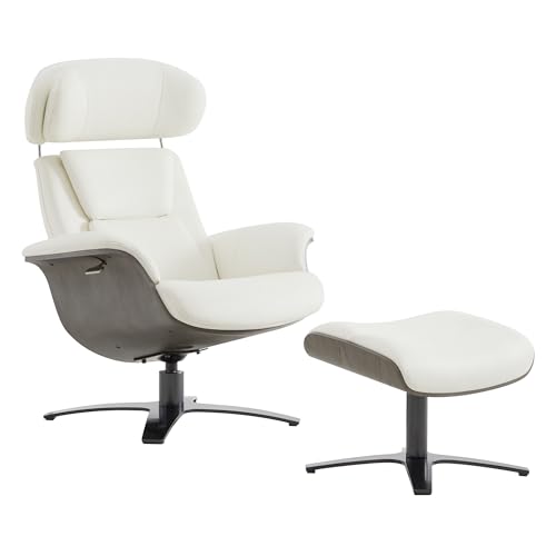 Reclining Swivel Chair with Adjustable Headrest and Ottoman for Living Room