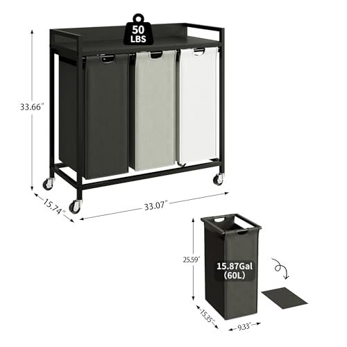 Laundry Hampers with Shelf and Pull