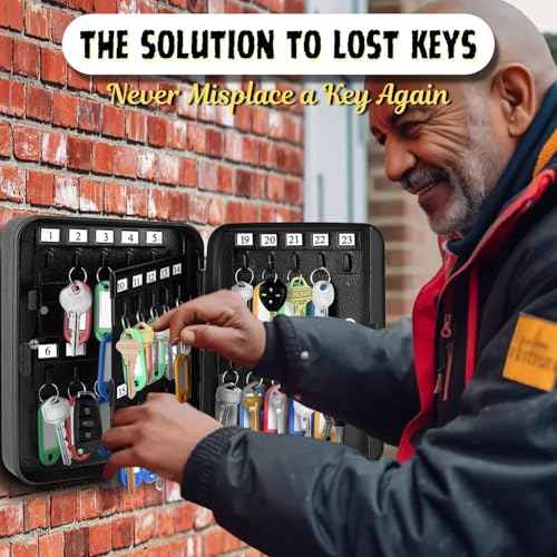 Key Cabinet Steel Box with Combination Lock with Number Tags & Hooks