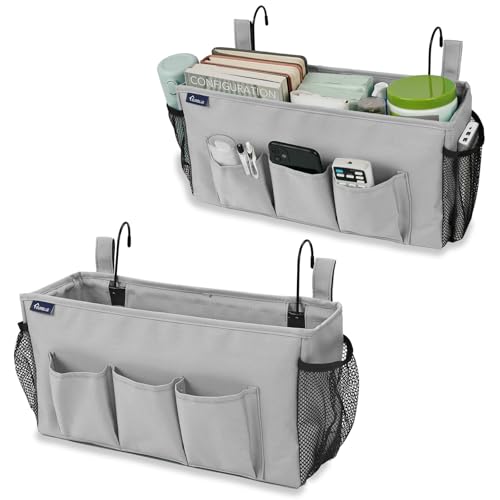 Bedside Organizer with Hook Bedside Caddy Hanging Storage Bag with Adjustable Straps and Water Bottle Holder for Home College Dorm Bunk Bed Accessories