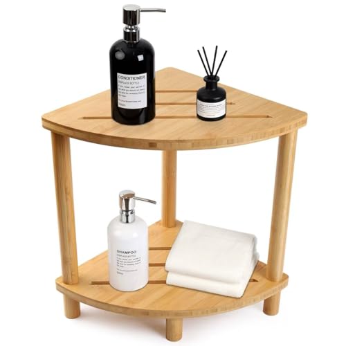 Bamboo Corner Shower Stool for Inside Shower Waterproof