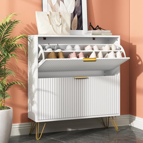 Shoe Storage Cabinet with 3 Flip Drawers