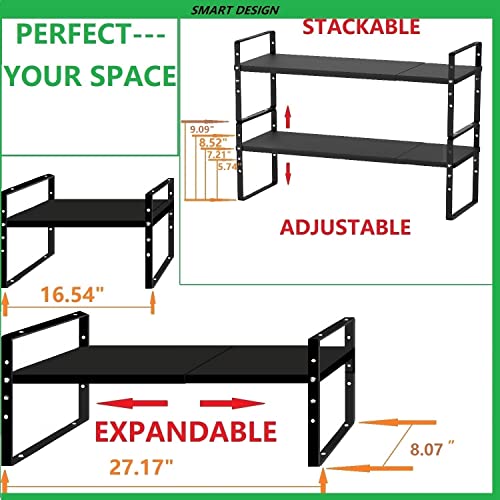 Expandable Stackable Spice Rack Cabinet Shelf Organizer in Cabinets Shelves Kitchen Cupboard Organization Stack up Racks Pantry Countertop Storage