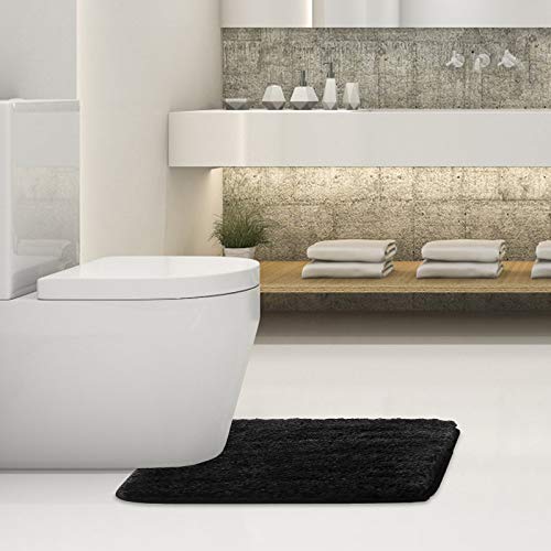 Bathroom Contour Rug Non Slip Bath Mat Water Absorbent Soft Microfiber Shaggy Bathroom Mat Machine Washable Bath Rug for Bathroom Thick Plush U Shape Toilet Rug