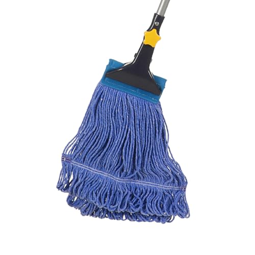 Looped End String Wet Mop Heavy Duty Cotton Mop Commercial Industrial Grade Iron Pole Jaw Clamp Floor Cleaning 51in Long