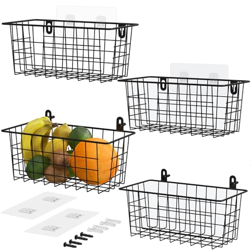 Hanging Kitchen Baskets Wire Storage Basket Over the Cabinet Door Organizer