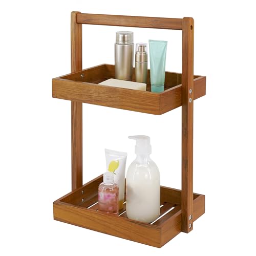 Teak Wood Shower Caddy Corner