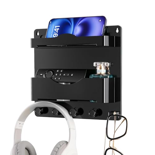Bedside Wall Shelf with Glasses Hooks