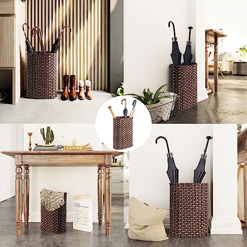 Wicker Umbrella Holder Waterproof Hand Woven Umbrella Stand Basket Cane Holder Stand Indoor Outdoor Decorative Umbrella Rack for Home