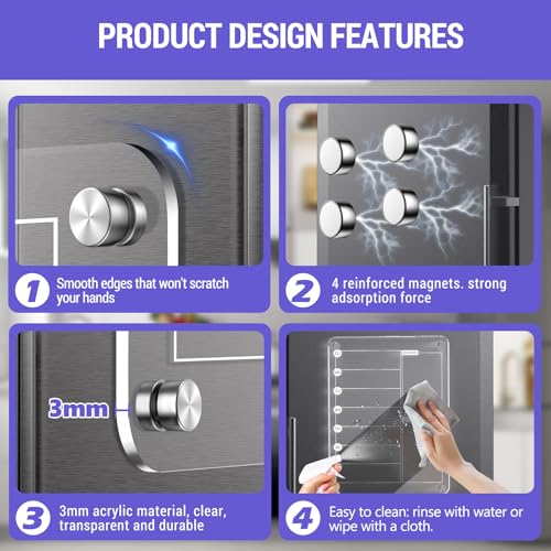 2 Pcs Acrylic Magnetic Dry Erase List Board for Fridge