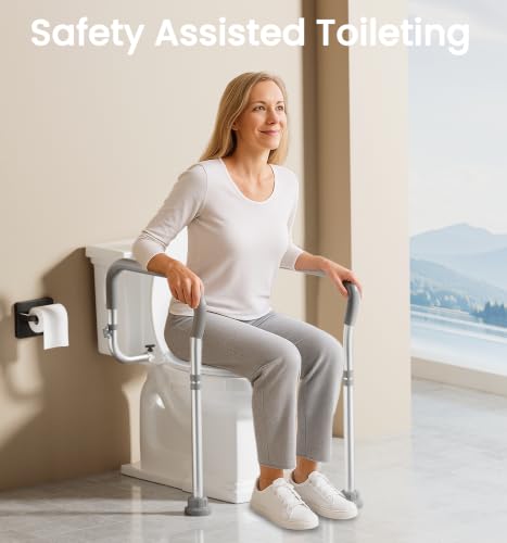 Toilet Safety Rail for Seniors with Adjustable Height & Width