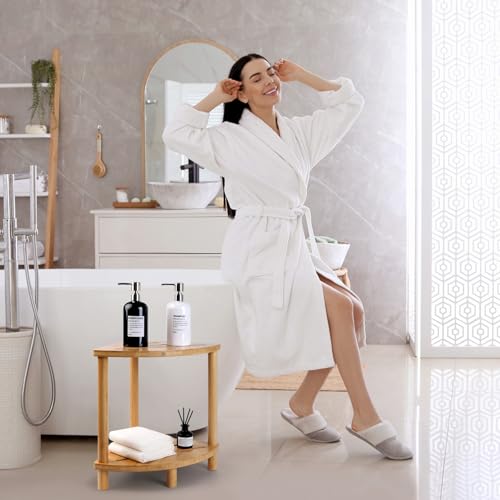 Bamboo Corner Shower Stool for Inside Shower Waterproof