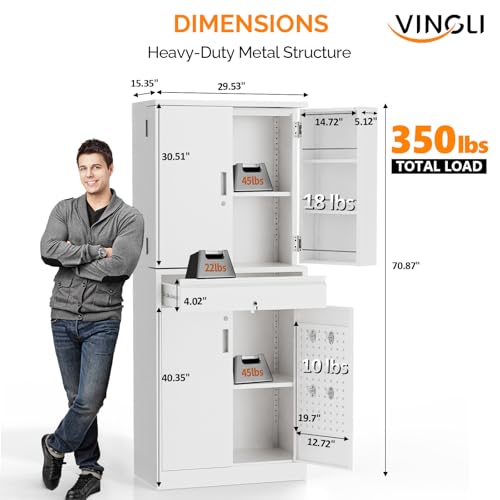 71'' Metal Kitchen Pantry Storage Cabinet with Drawer & 4 Doors