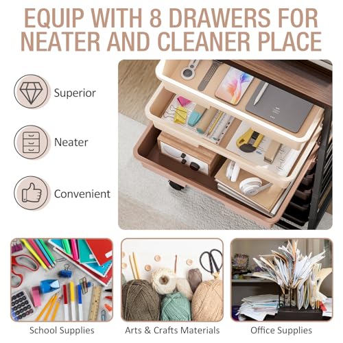 Rolling Storage Cart with 8 Drawers
