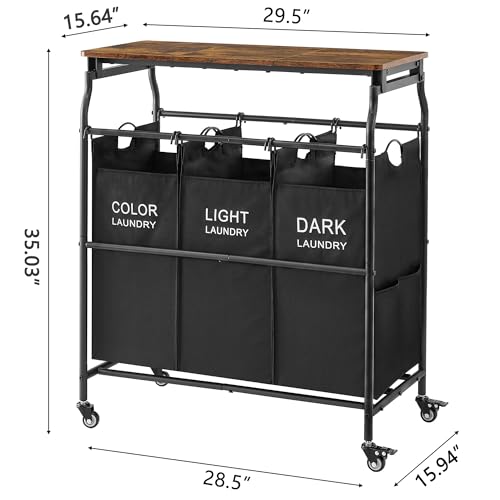 Laundry Sorter Cart with Ironing Board