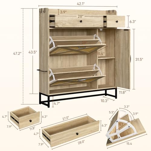 Shoe Cabinet with High Boot & Storage Drawer