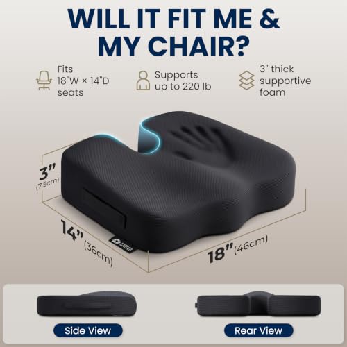 Seat Cushion Memory Foam Chair Cushion for Tailbone Pain Relief
