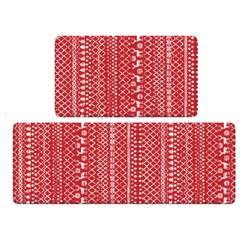 KIMDOE Boho Kitchen Rugs and Mats 2PCS Cushioned Anti Fatigue Kitchen Mat Non