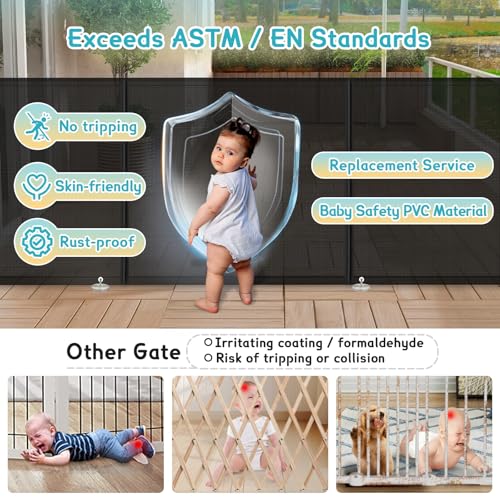 Extra Wide & Tall Retractable Baby & Dog Gate
