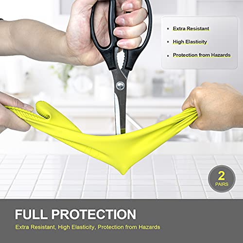 Mamison 2 Pairs Reusable Waterproof Household Dishwashing Cleaning Rubber Gloves