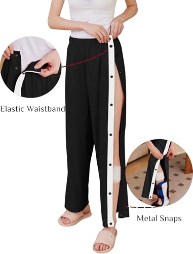 Tear Away Pants for Women Side Split Snap Open Bottom Sweatpants Leg