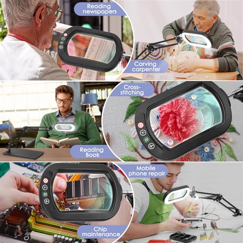 Square Magnifying Glass with Light and Stand