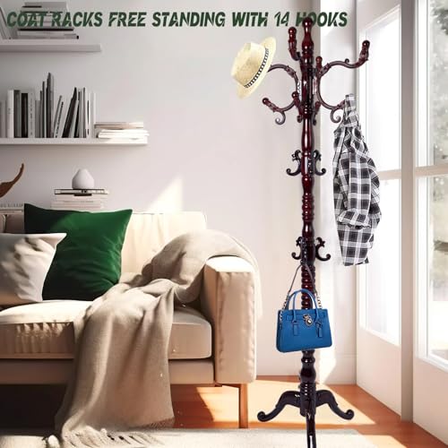 73" Wooden Coat Rack Stand