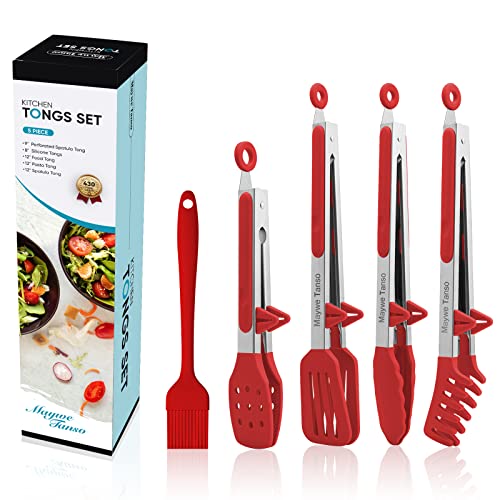 5 Pack Silicone Tongs for Cooking