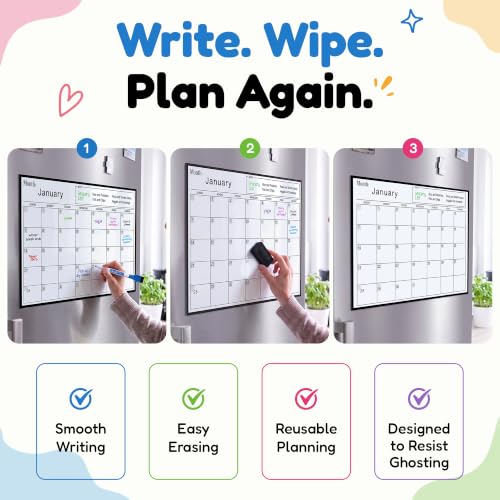 Cinch Magnetic Dry Erase Fridge Calendar and Whiteboard