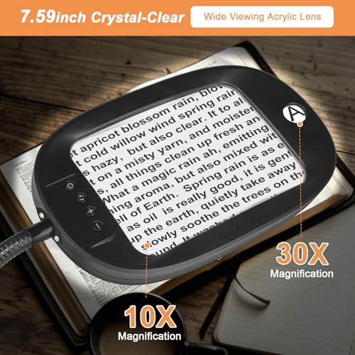 30X 10X Floor Magnifying Glass with Light and Stand
