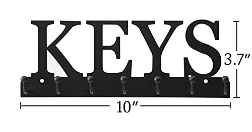 Key Holder Wall Mounted Key Hooks for Wall Decorative with 7 Hooks Black Metal Key Organizer Rack Hanger for Entryway