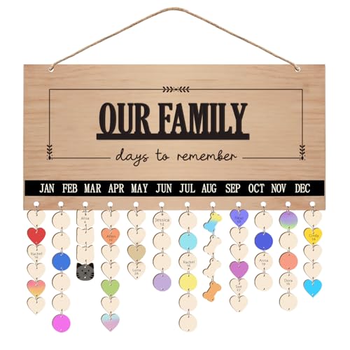Family Birthday Calendar Board Wall Hanging with Tags