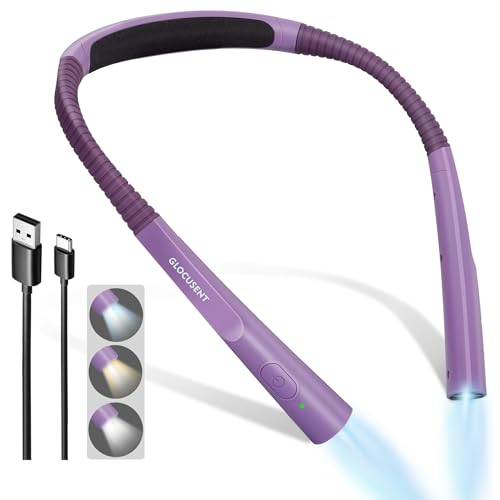 Book Light, 3-Color & 6-Brightness Reading Light, Bendable Neck Light, Long Lasting Rechargeable Lamp, Perfect Book Light for Reading in Bed, Knitting, Camping, Repairing, Book Lovers Gifts