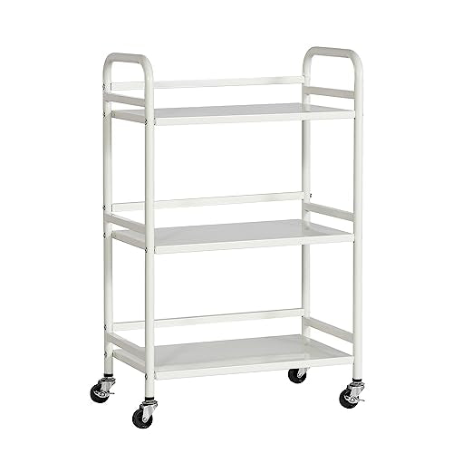 3 Tier Rolling Cart with Lockable Wheels Sturdy Construction