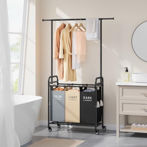 Laundry Sorter with Hanging Bar