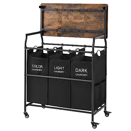 Laundry Sorter Cart with Ironing Board