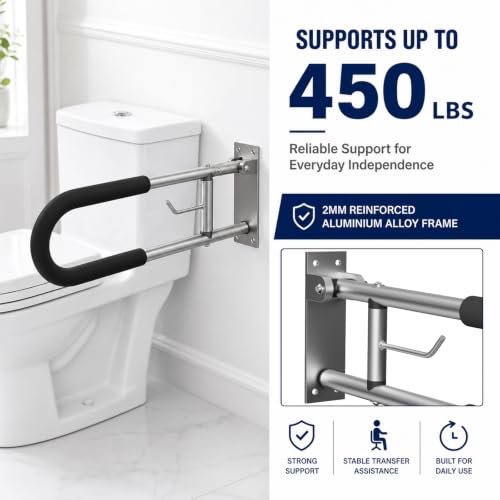 Foldable Toilet Grab Bar with Paper Holder