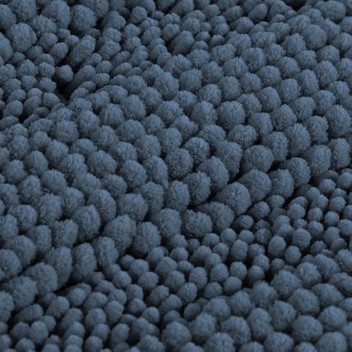 Bathroom Rugs Bath Mats Sets Super Absorbent Chenille Striped Bath Mats Non Skid Machine Wash Dry Rugs for Bathroom Floor Set of 2