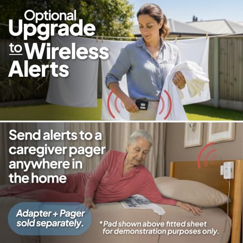 Smart Caregiver Bed and Chair Exit Alarm with Weight Sensing Bed Pad for Elderly