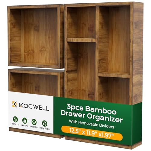 Bamboo Desk Drawer Organizer with Removable Dividers