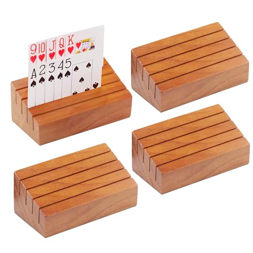 GSE Wooden Playing Card Holders Tray Racks Organizer Set