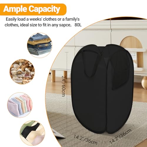 Sturdy Foldable Pop Up Laundry Hamper with Side Pockets