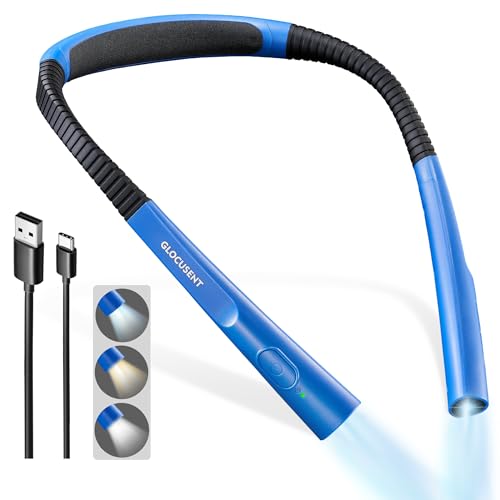 Book Light, 3-Color & 6-Brightness Reading Light, Bendable Neck Light, Long Lasting Rechargeable Lamp, Perfect Book Light for Reading in Bed, Knitting, Camping, Repairing, Book Lovers Gifts