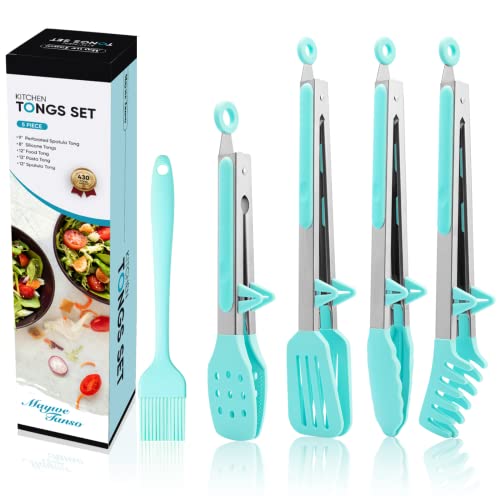 5 Pack Silicone Tongs for Cooking