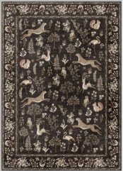 Floral Rug Black