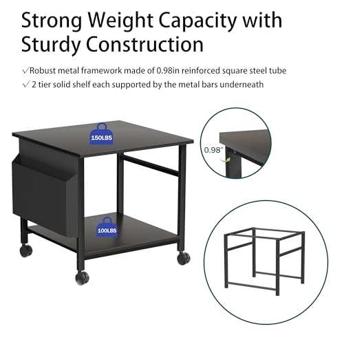 Large Printer Stand with Storage Shelf