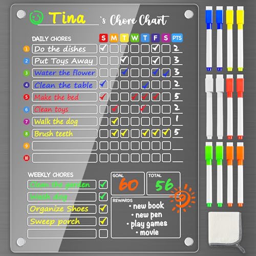 Acrylic Magnetic Chore Chart for Multiple Kids