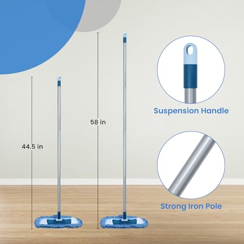 Dust Mop for Hardwood Floors with 57" Long Handle Wet & Dry Mops for Catching Pet Hair and Dust Bunny Microfiber Dust Mops for Vinyl