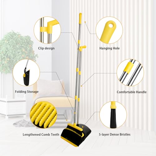 Broom and Dustpan Set with Long Handle